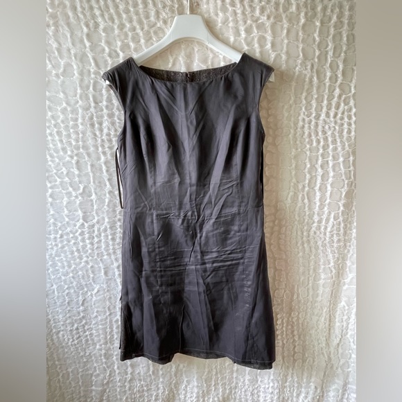 ANN TAYLOR brown virgin wool & silk blend sleeveless dress (6). - Picture 6 of 9